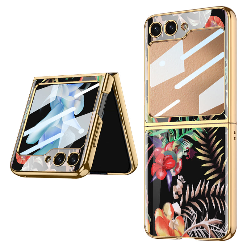 GKK Pattern Printing Phone Case for Samsung Galaxy Z Flip5 5G Hard PC Phone Cover Built-In Tempered Glass Film GKK Pattern Printing Phone Case for Samsung Galaxy Z Flip5 5G Hard PC Phone Cover Built-In Tempered Glass Film